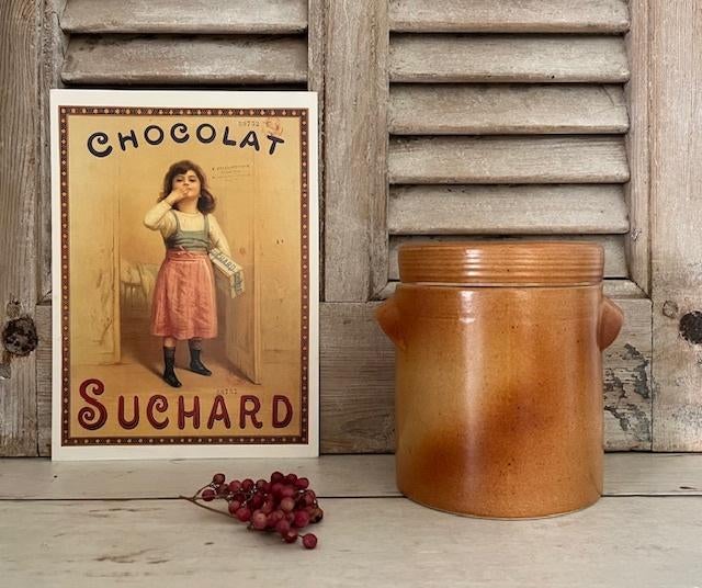 De la Scarpe grès olijven pot met deksel kleur orangé