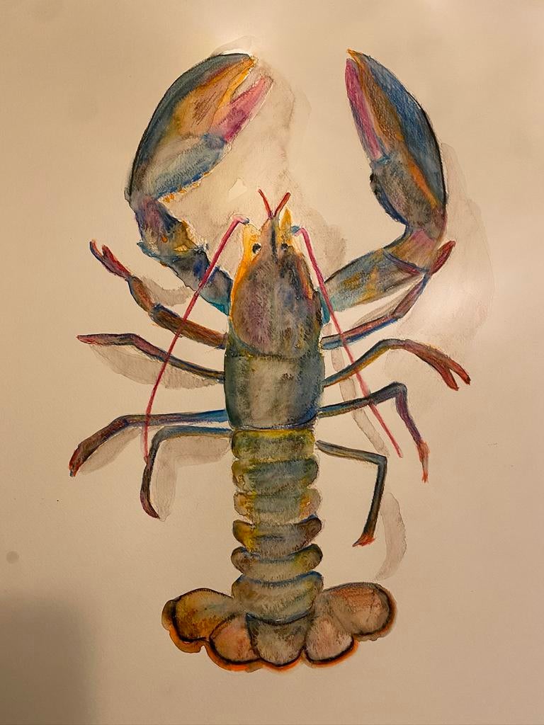 Origineel schilderij aquarel in lijst, Ophalen of Verzenden