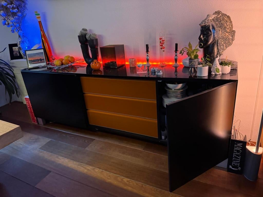 Modern dressoir incl glasplaat, Ophalen, Gebruikt, 25 tot 50 cm, 150 tot 200 cm