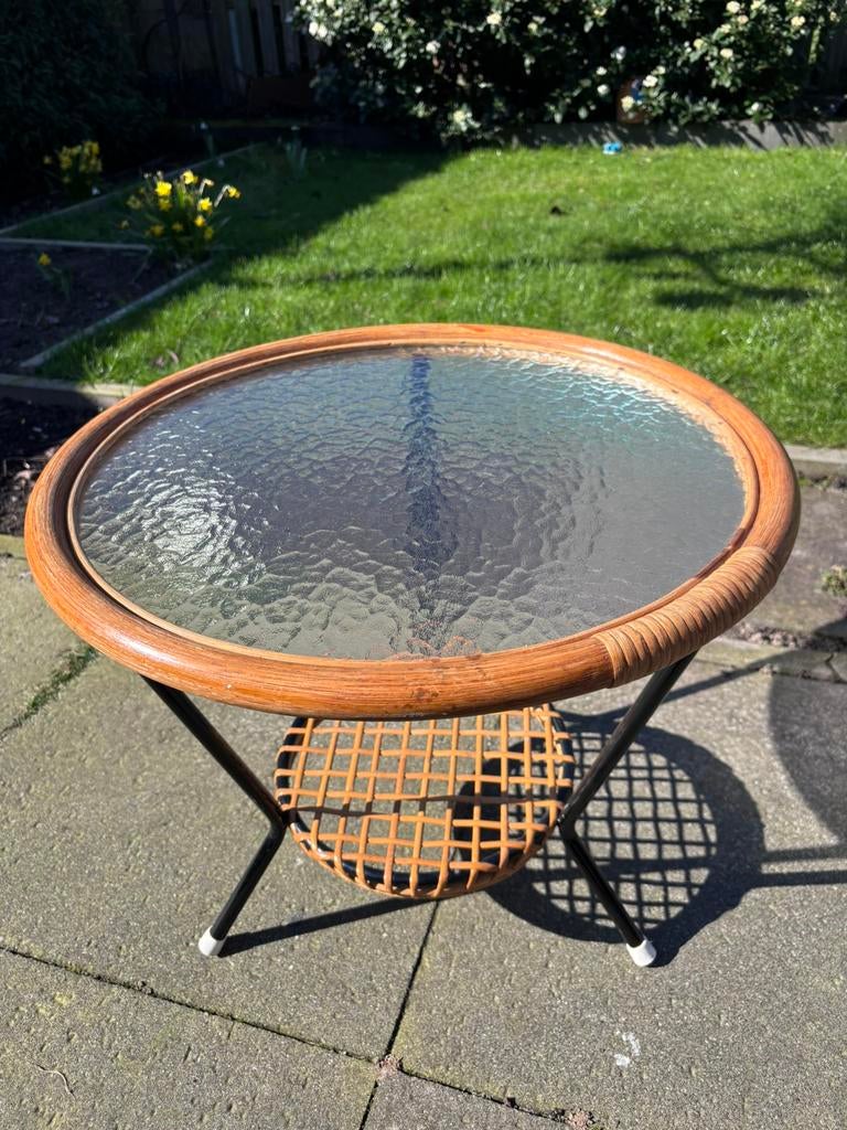 Rohe Noordwolde vintage salontafeltje, Minder dan 55 cm, Gebruikt, Vintage retro bohemian ibiza, Rond