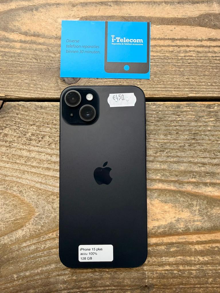 Iphone 15 plus black 128 GB met garantie 100%, Ophalen of Verzenden, Zo goed als nieuw, Overige typen, Apple iPhone