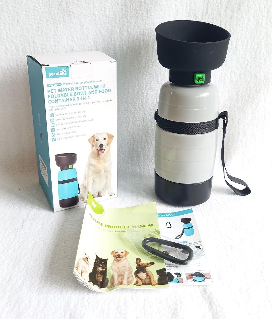 Honden waterfles - drinkfles 650 ml - 20x10x10 cm -grijs, Ophalen of Verzenden