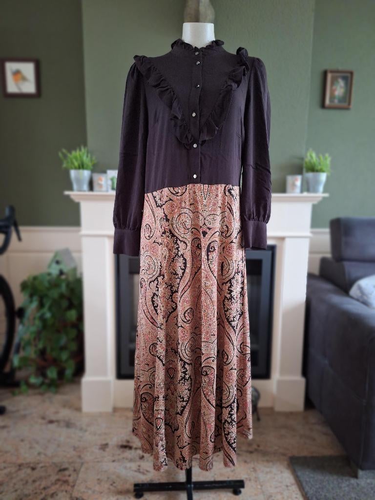 K-Design K Design lange bruin roze jurk M 38, Kleding | Dames, Maat 38/40 (M), K-design, Bruin, Verzenden