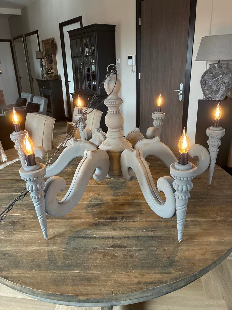 Grijze Hoffz kroonluchter diameter 110  cm, Ophalen of Verzenden, Gebruikt, Hout