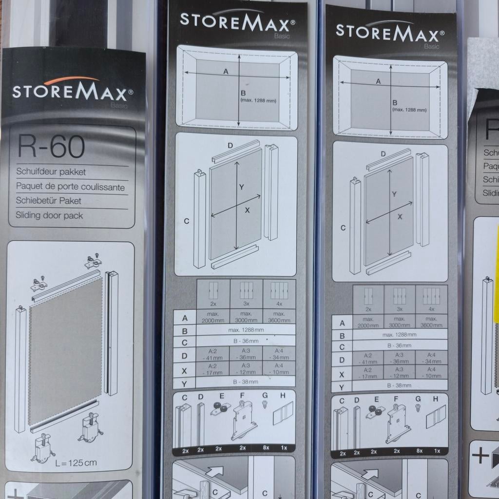 StoreMax R-60 schuifdeur pakketten (4 stuks), Doe-het-zelf en Verbouw, Deuren en Horren, 120 cm of meer, Binnendeur, Minder dan 200 cm