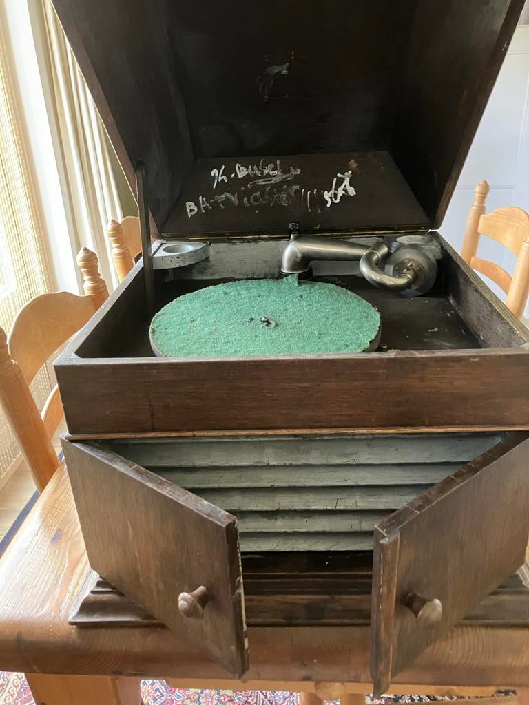 Jaren 1920 grammofoon/pataphone met extra veermotor, Ophalen, Gebruikt, Platenspeler, Overige merken