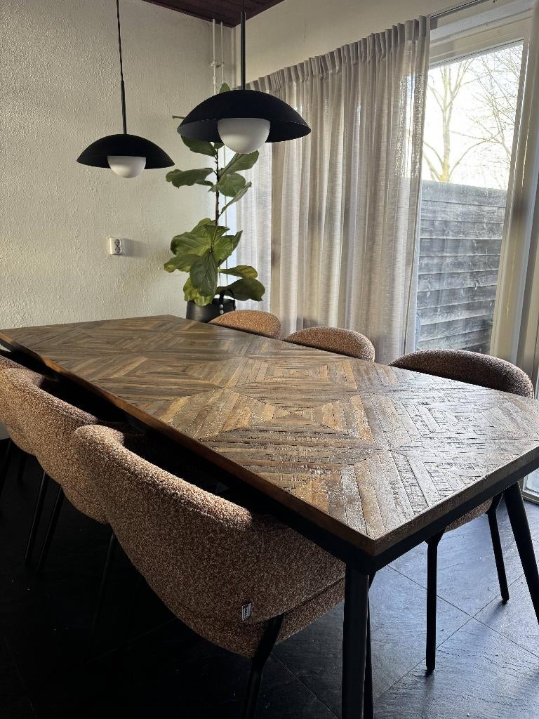 WOOOD eettafel rhombic 220cm Bepurehome, Ophalen, Gebruikt, Teakhout, 200 cm of meer