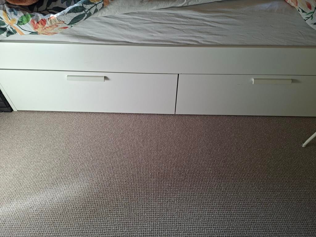 2x IKEA Brimnes Bedlade Wit, Huis en Inrichting, Slaapkamer | Bedden, Gebruikt, 90 cm, Eenpersoons, Wit