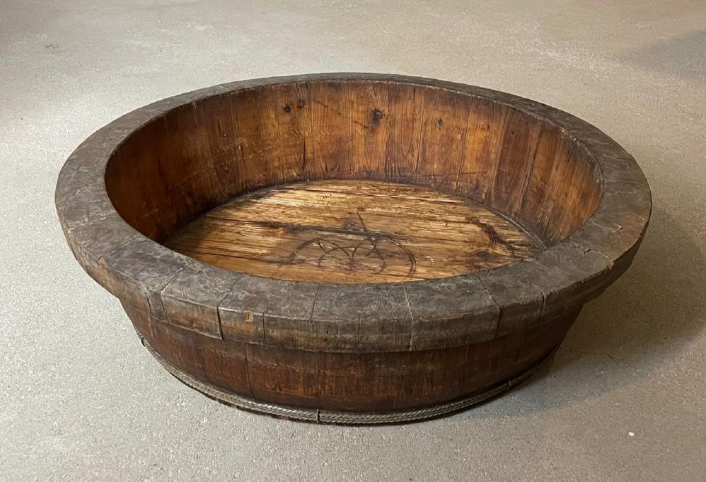 Oude olijf / oogstbak landelijke decoratie, Ophalen, Huize-Hendriks, Mand, Rond