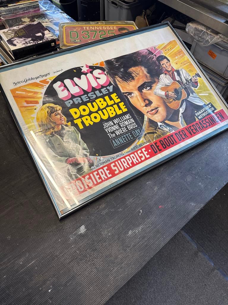 Ingelijste Vintage Film Poster Elvis Presley Double Trouble, Ophalen, Gebruikt, Film, Poster