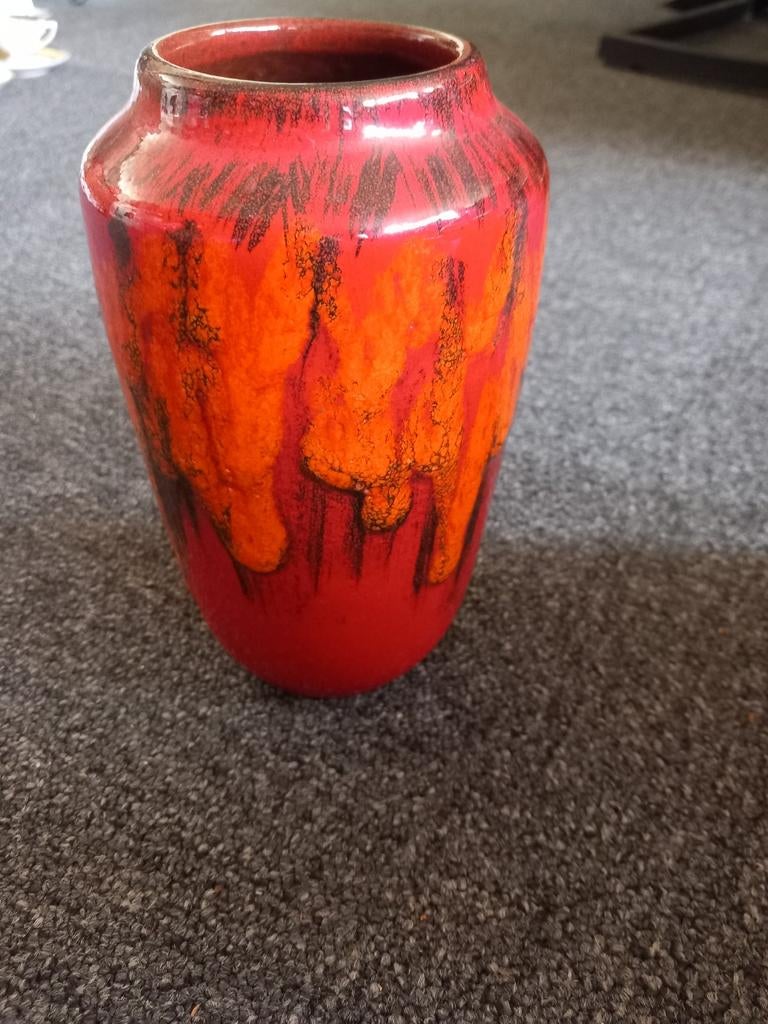 Vintage West Germany Fat Lava Vaas Rood/Oranje, Ophalen