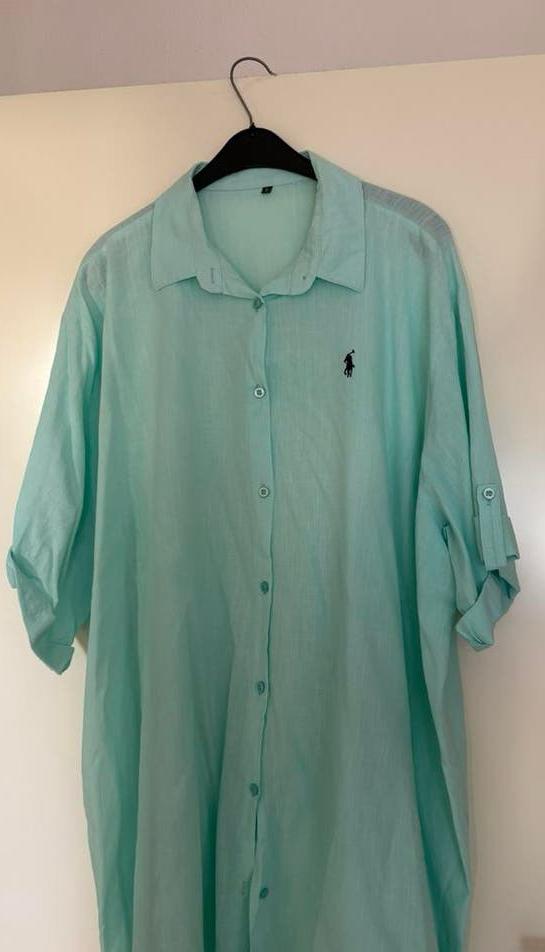 Katoenen blouses, uit Turkije, mint en lichtblauw, maat 3, Kleding | Heren, Grote Maten, Ophalen of Verzenden, Gedragen, Blauw