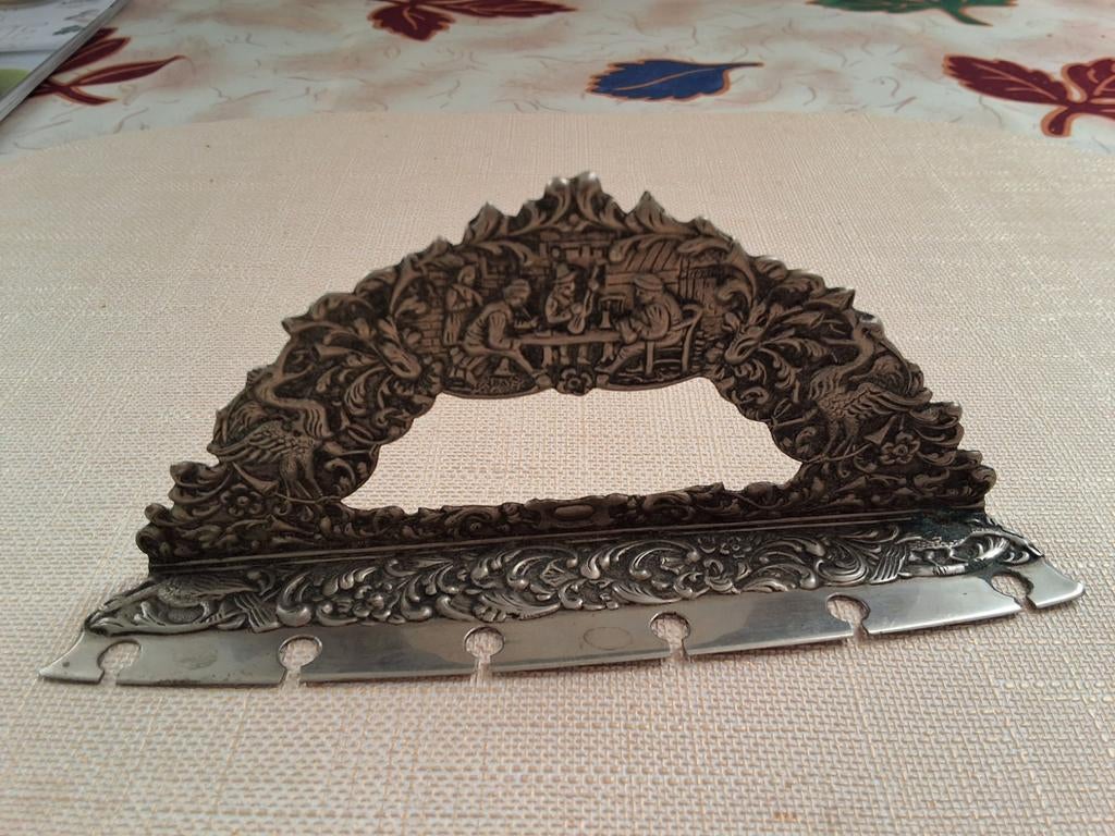 Verzilverd lepelrekje voor 6 lepels, gedetailleerd decor, Ophalen of Verzenden