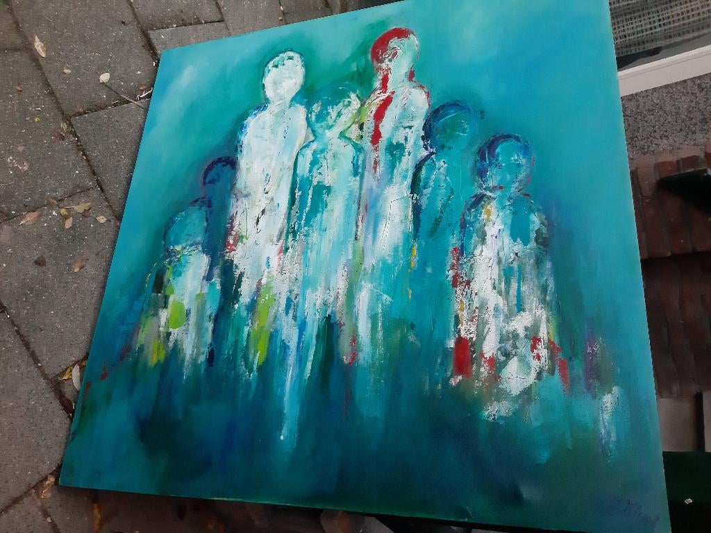 Figuratieve kunst, schildrij, blauw/wit van J. Klucht, acry, Ophalen