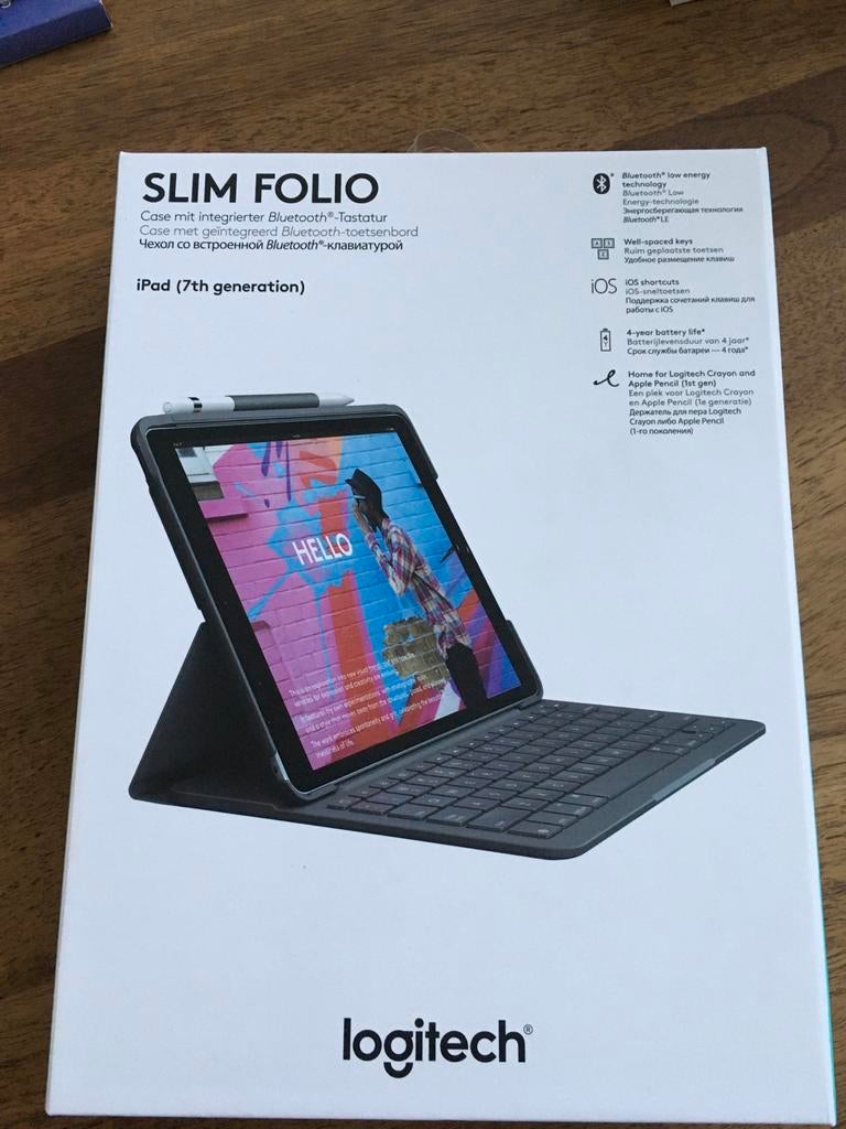 Logitech Slim Folio toetsenbord voor iPad (7e generatie), Ophalen of Verzenden, Qwerty, Nieuw, Draadloos