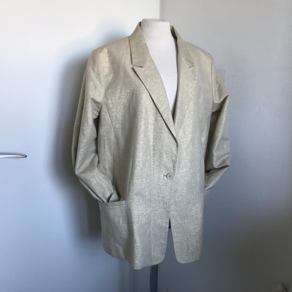 Femmes du Sud blazer butteryellow met glitter jasje maat XL, Verzenden, Zo goed als nieuw, Maat 46/48 (XL) of groter