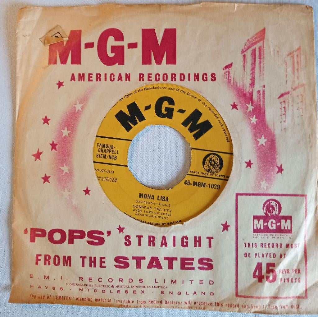 Conway Twitty -Mona Lisa. VG+, Verzenden, Gebruikt, Pop, Single