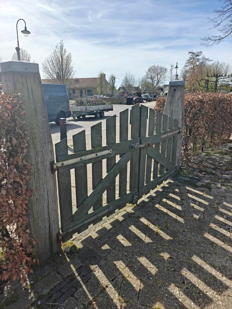 Poort Meerpalen paalmuts hek, Ophalen, Gebruikt, Hout