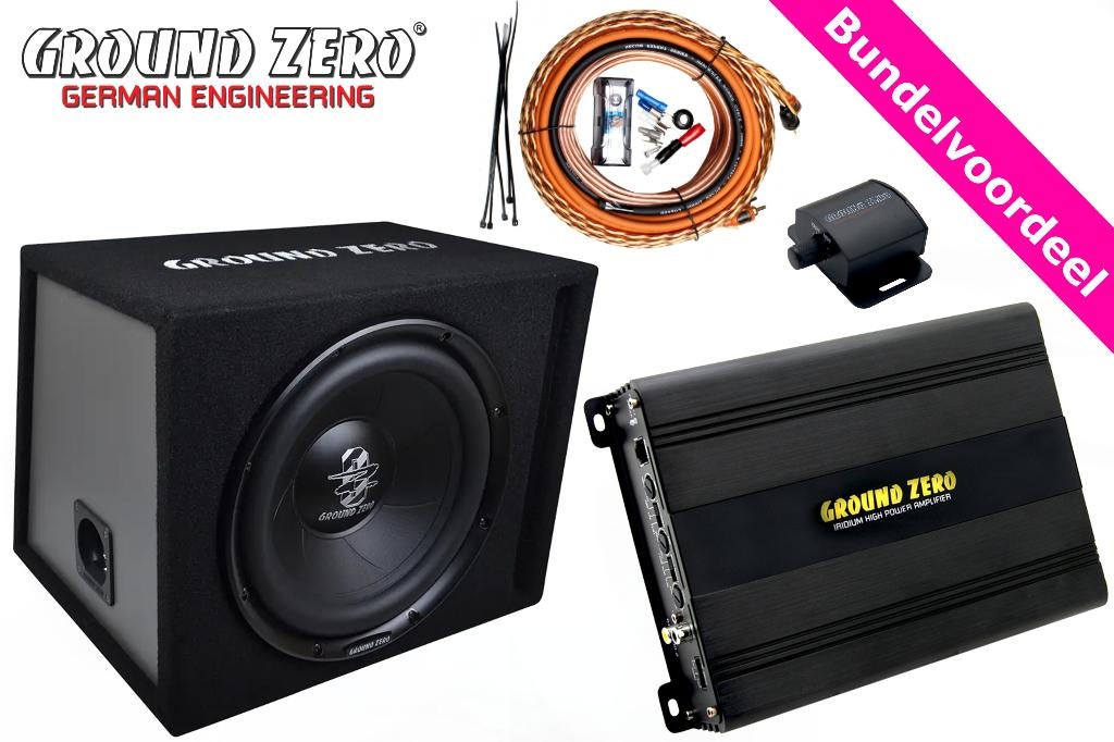 Ground Zero GZIB 30BR + Versterker + Kabelset **Bass Set**, ., Nieuw, Ophalen of Verzenden, .