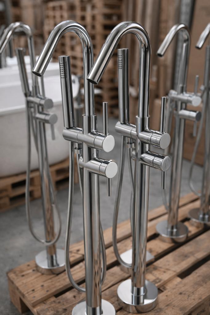 Laatste stuks, chroom, vrijstaande kraan Badkraan NIEUW!, Ophalen of Verzenden, Nieuw