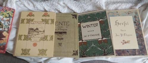 4 OUDE VERKADE PLAATJES ALBUMS DE JAARGETIJDEN ZOMER/LENTE +, Boeken, Prentenboeken en Plaatjesalbums, Ophalen of Verzenden, Gelezen