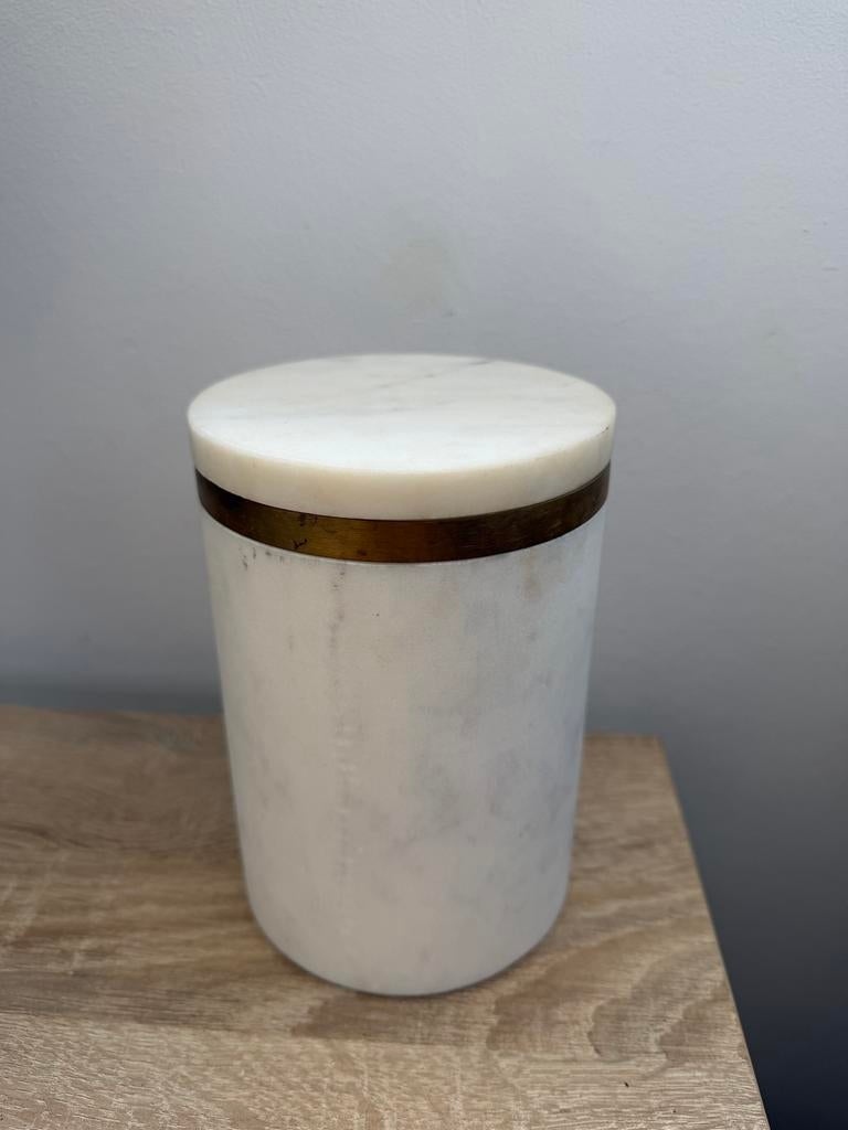 Marmeren opbergpot met messing accent (11x17 cm), Ophalen of Verzenden, Zo goed als nieuw