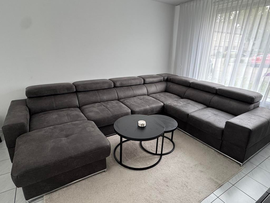 Halfledere hoekbank/slaapbank met opbergruimte, Huis en Inrichting, Banken | Complete zithoeken, Ophalen of Verzenden, Zo goed als nieuw