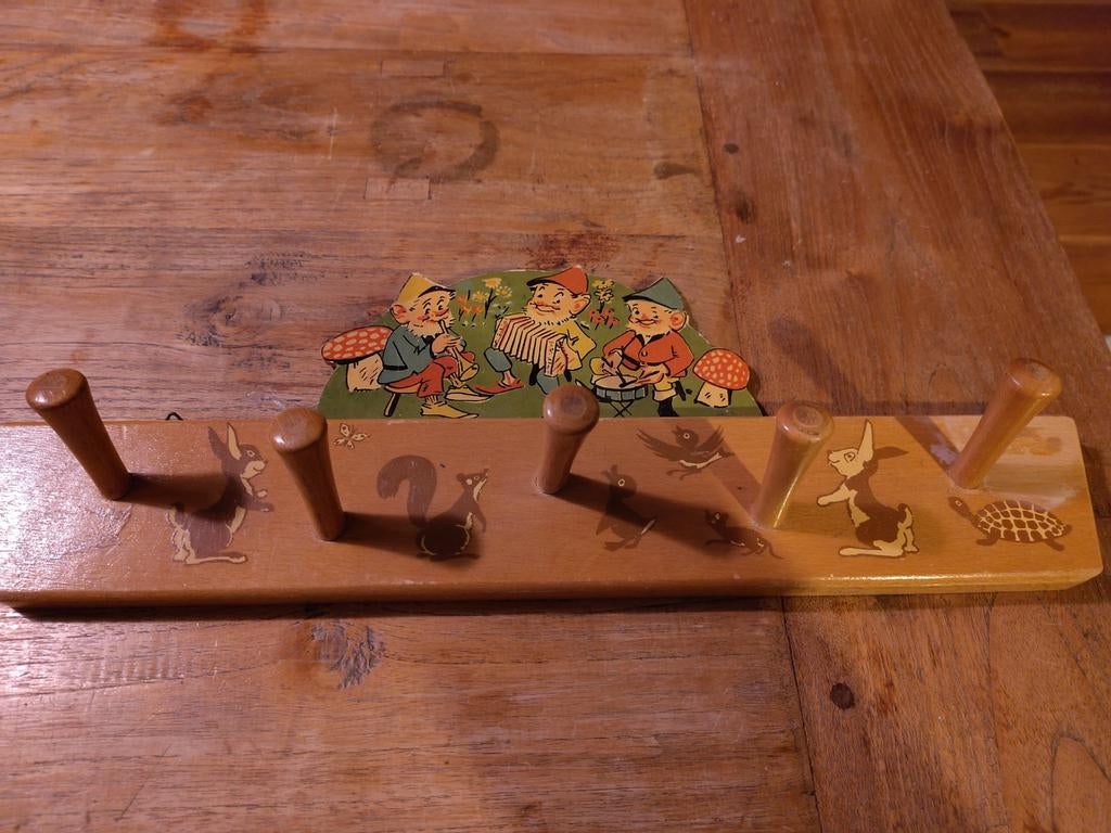 Vintage houten kinderkapstok, Ophalen, Gebruikt, Wanddecoratie