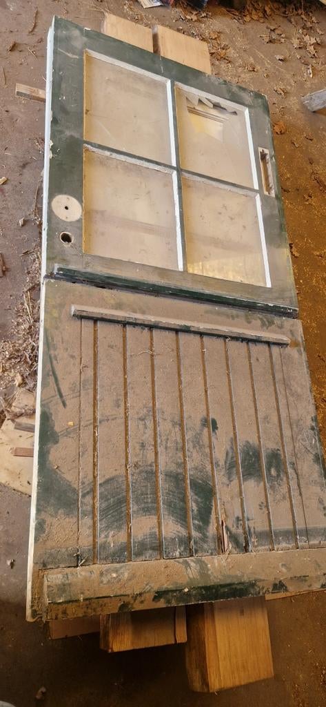 Oude dubbele buiten deur, opknapper, Doe-het-zelf en Verbouw, Deuren en Horren, Ophalen, Gebruikt, 120 cm of meer, Buitendeur