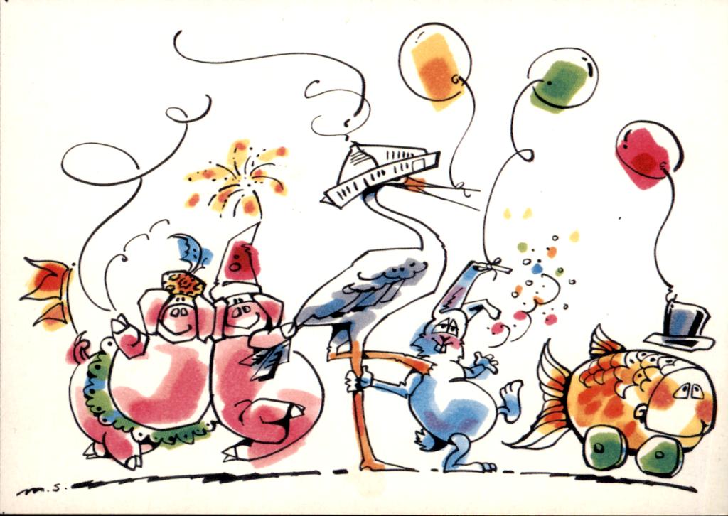 feestende dieren, Sophie Mejan, Verzenden, 1980 tot heden, Gelopen, Overige thema's