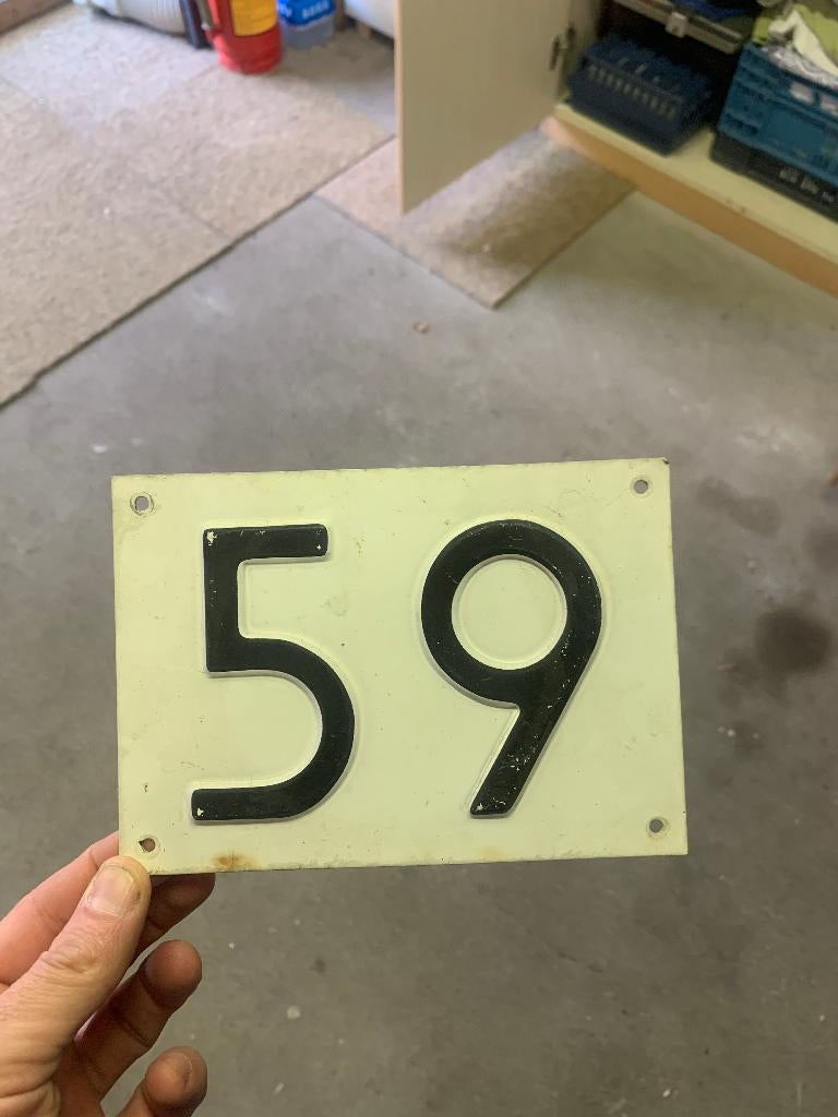 Huisnummer nummerbord 59, Antiek en Kunst, Ophalen of Verzenden