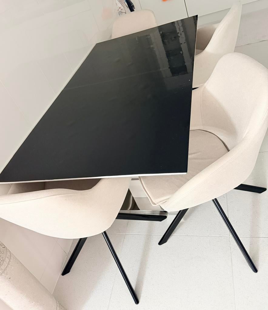 1 jaar oud  5 draaistoelen, Gebruikt, Wit, Ophalen of Verzenden, Stof