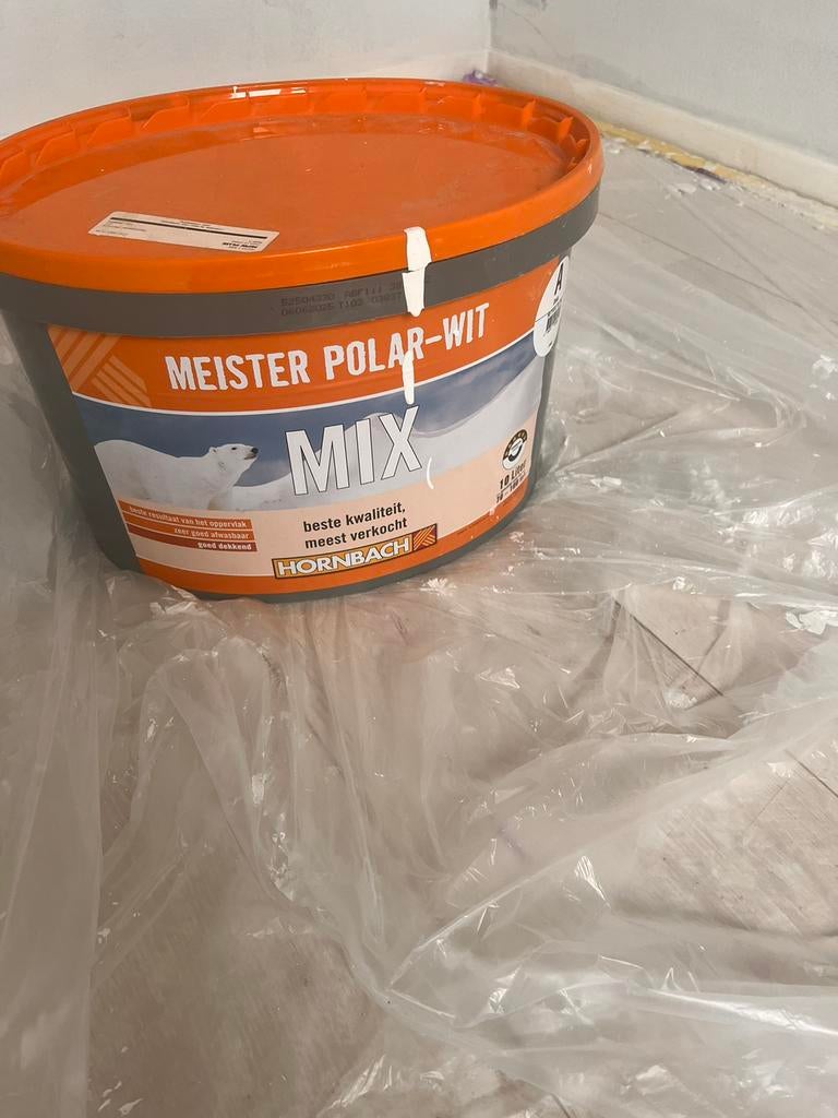 Verf hornbach 10 liter, Ophalen of Verzenden, Zo goed als nieuw, Wit