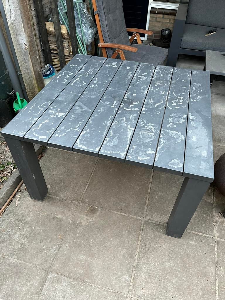 Tuintafel aluminium, Tuin en Terras, Tuintafels, Ophalen, Gebruikt, Vierkant, Aluminium