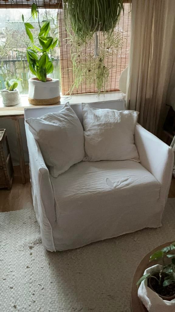 Linnen fauteuil van maison du monde, Ophalen, Gebruikt, Eenpersoons, 75 tot 100 cm