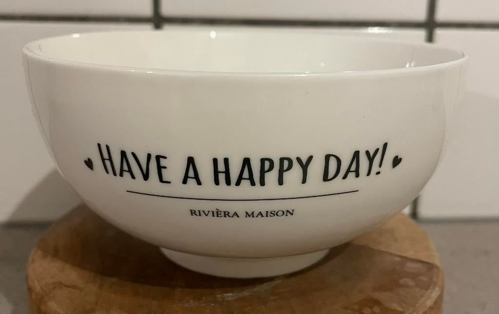 Rivièra Maison schaaltje Have a happy day, Huis en Inrichting, Keuken | Servies, Ophalen of Verzenden, Overige stijlen, Glas, Schaal of Schalen