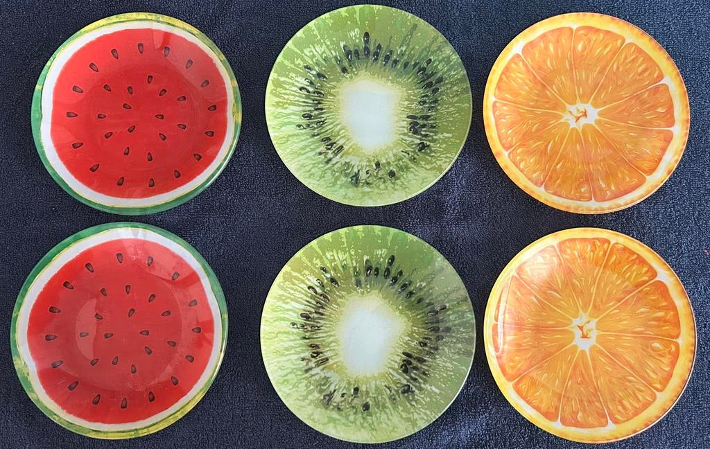 Mooie luxe dessert bordjes glas fruit design, Nieuw, Ophalen of Verzenden, Glas, Bord(en)