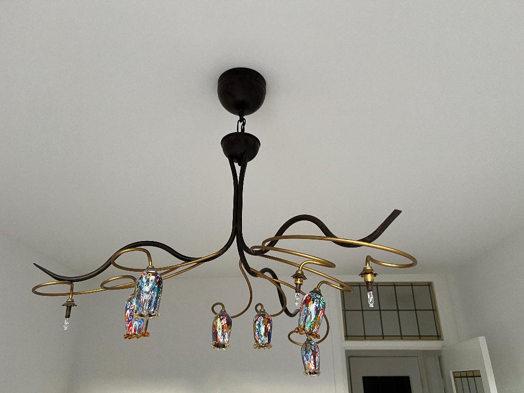 Set 3 design lampen met kleurrijk glas (Murano stijl), Ophalen, Gebruikt, Glas, 50 tot 75 cm