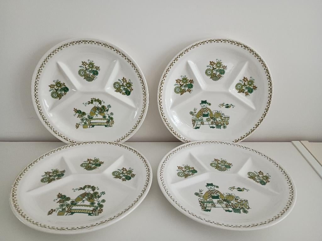4x vintage Figgjo Flint Turi Market gourmet borden, Ophalen of Verzenden
