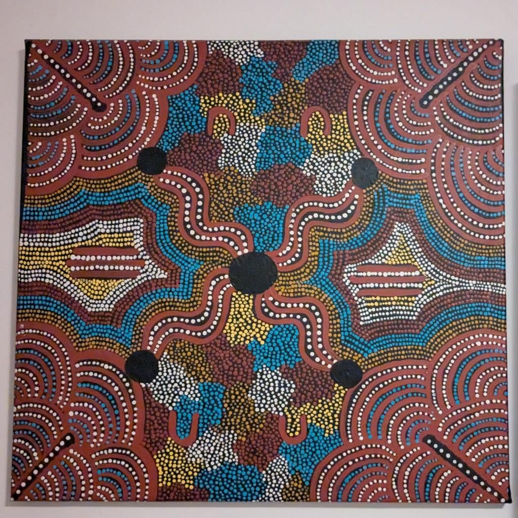 Origineel Aboriginal kunstwerk - Dot Painting, Ophalen of Verzenden