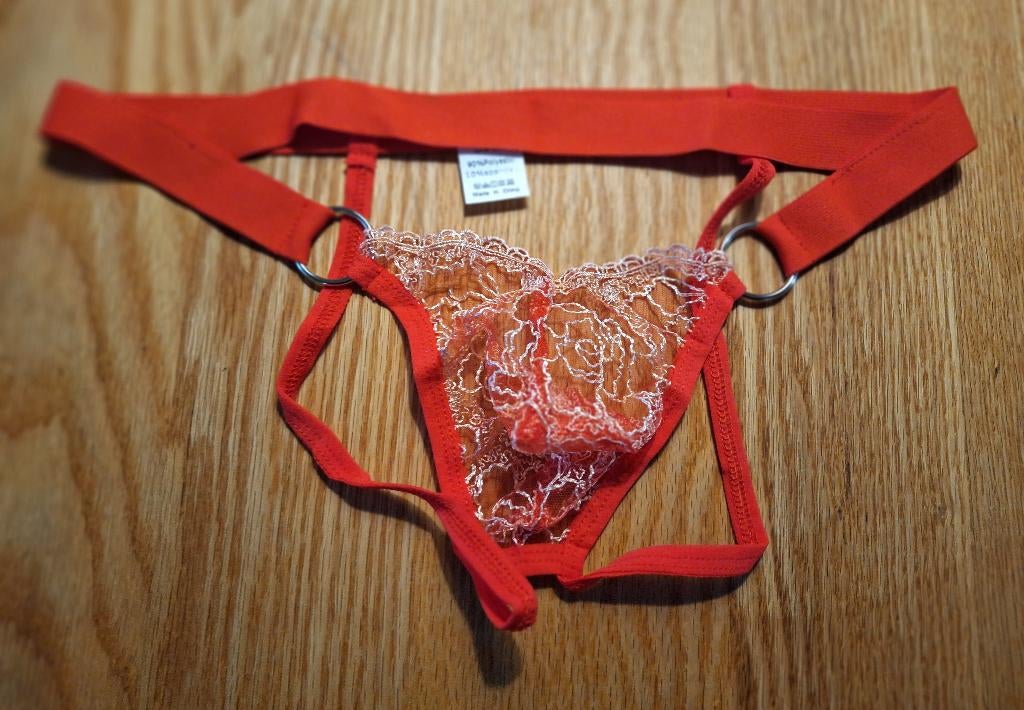 Transparant Kanten jockstrap, Kleding | Heren, Ondergoed, Verzenden, Rood, Overige typen