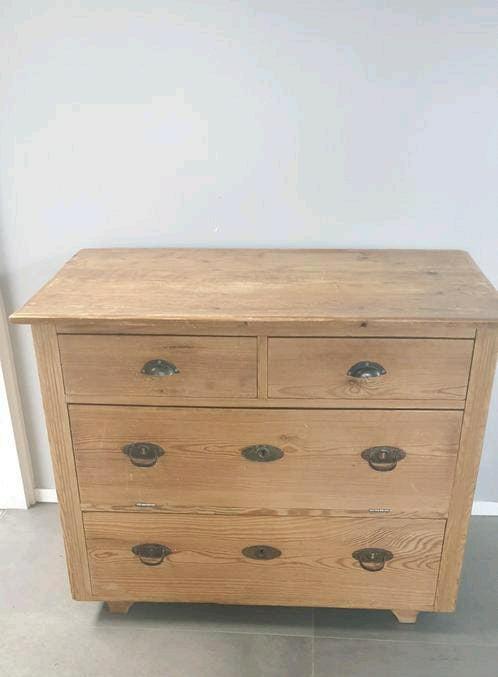 Geloogd grenen ladenkast, Huis en Inrichting, Kasten | Ladekasten, Ophalen, Gebruikt, 50 tot 100 cm, 3 of 4 laden