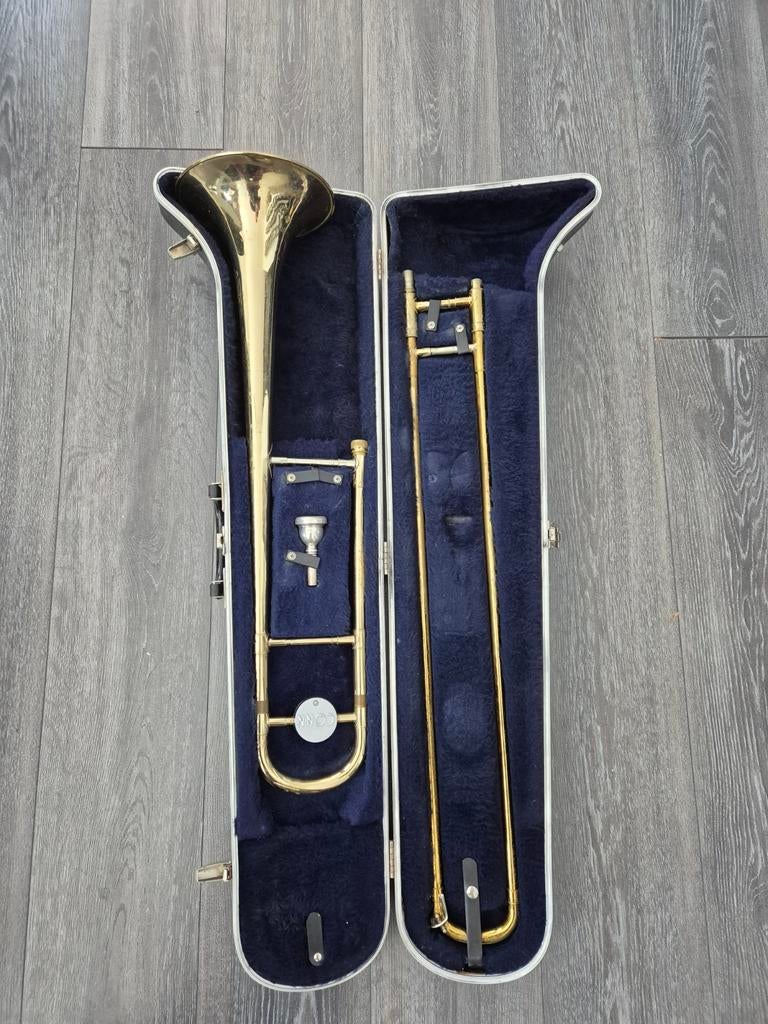 Conn 14H Trombone, Ophalen of Verzenden, Gebruikt, Tenor, Met koffer