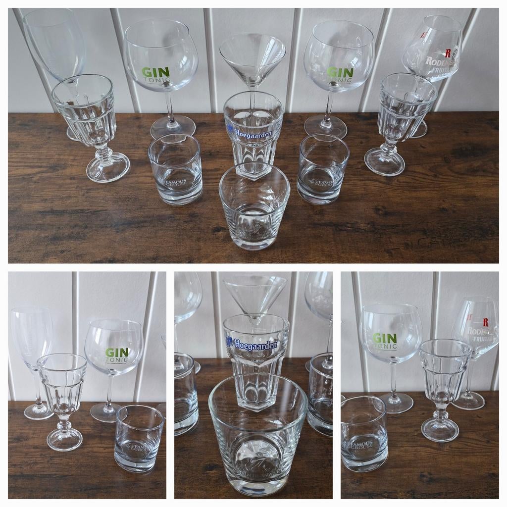 Mooie glazen set; Gin tonic🍸, whiskey🥃, wijn🍷 en bier🍺., Verzamelen, Glas en Borrelglaasjes, Ophalen, Zo goed als nieuw, Borrel- of Shotglas