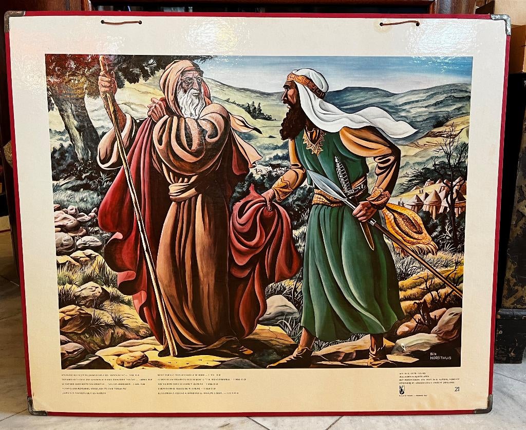 Oude schoolplaat/ bijbelplaat nr.21 Saul verworpen, Antiek en Kunst, Ophalen