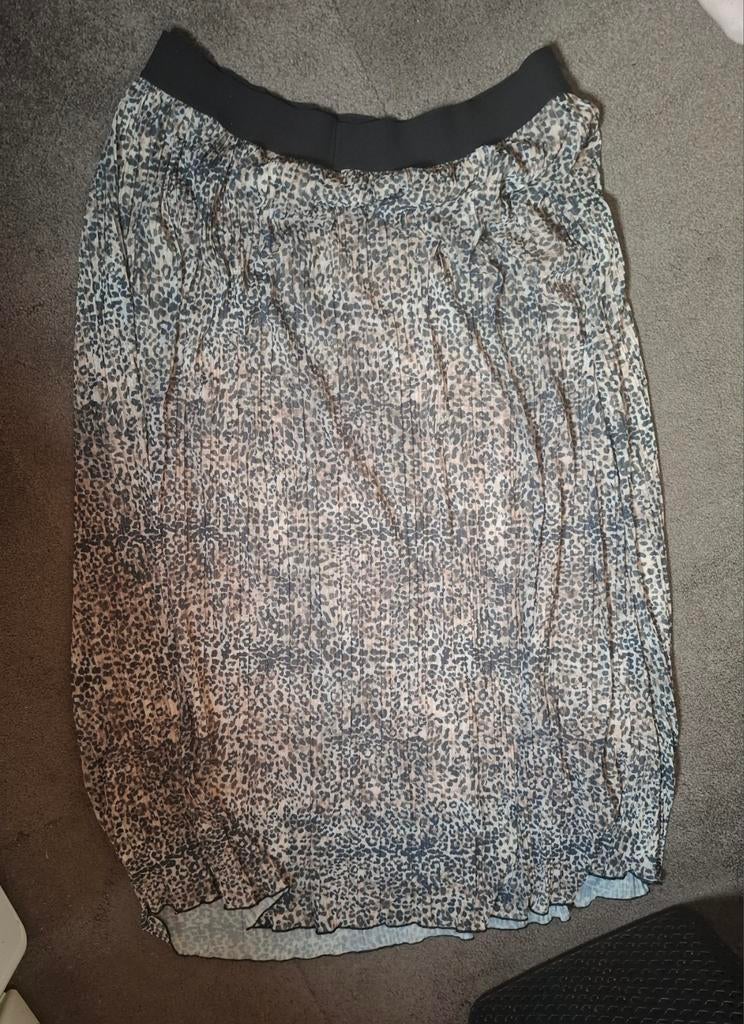 Maxi plissérok met panterprint van Norah, maat 46, Bruin, Maat 46/48 (XL) of groter, Ophalen of Verzenden, Zo goed als nieuw