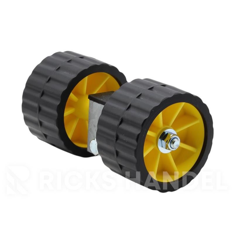 Rollenset 2 kunststof PE rollen 74x120 mm geel/zwart, Info@rickshandel.nl, Overige typen, Nieuw, Ricks Handelsonderneming