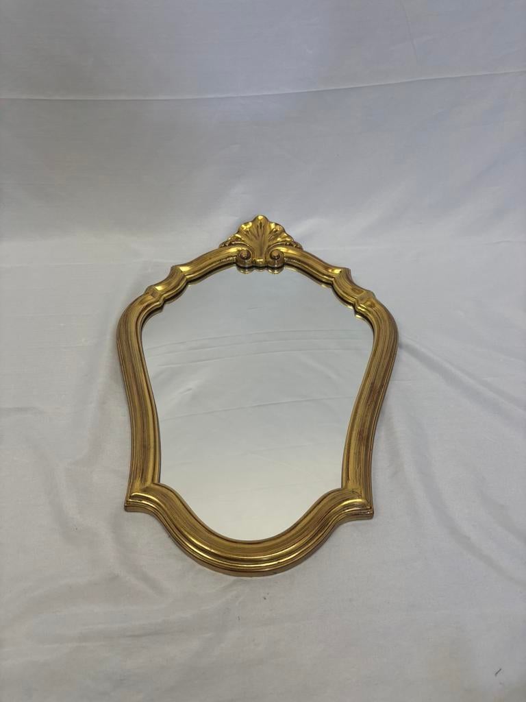 Vintage goudkleurige spiegel in de Hollywood Regency-stijl, Huis en Inrichting, Woonaccessoires | Spiegels, Ophalen of Verzenden