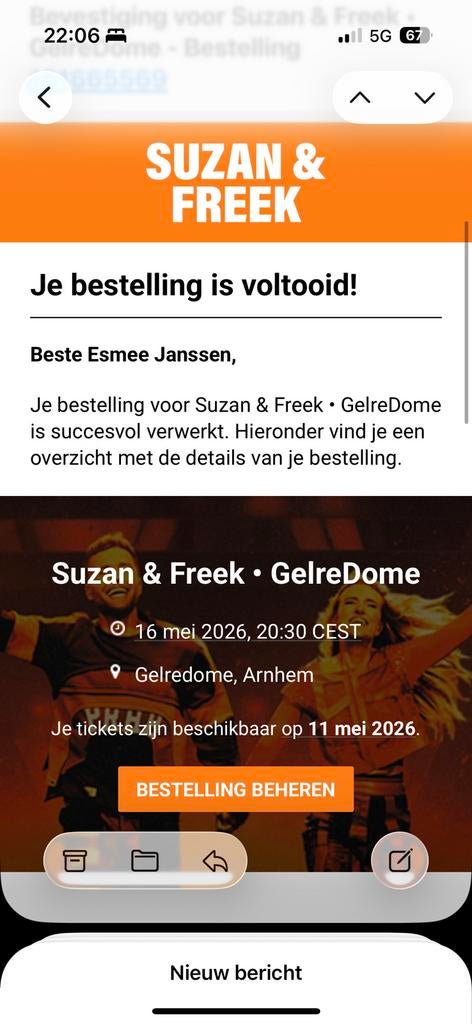 3 tickets suzan en freek gelderdome 16 mei, Drie personen of meer