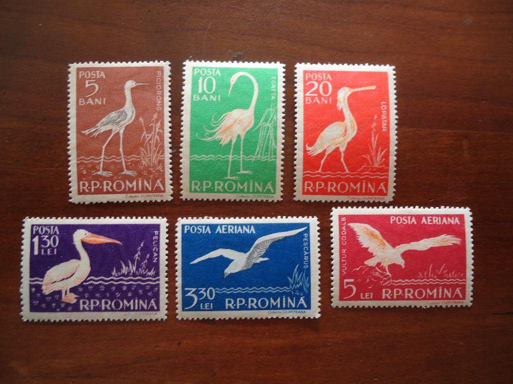 Vogels Roemenië 1957, mi. 1686-93 ongebruikt, Ophalen of Verzenden, Postfris, Dier of Natuur